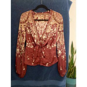 Free People S blouse top red